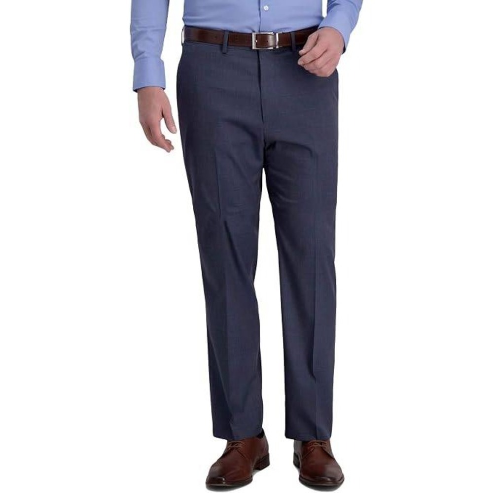 J.M. Haggar Sharkskin 36 x 30 Men's Classic Fit Stretch Dress Pants Blue Heather